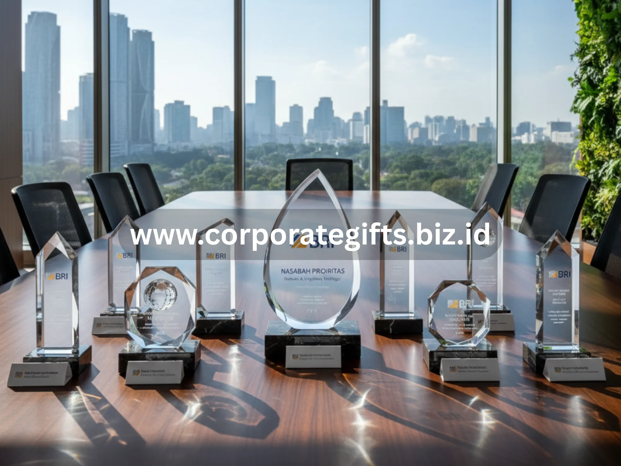 Plakat kristal eksklusif Bank BRI untuk nasabah prioritas